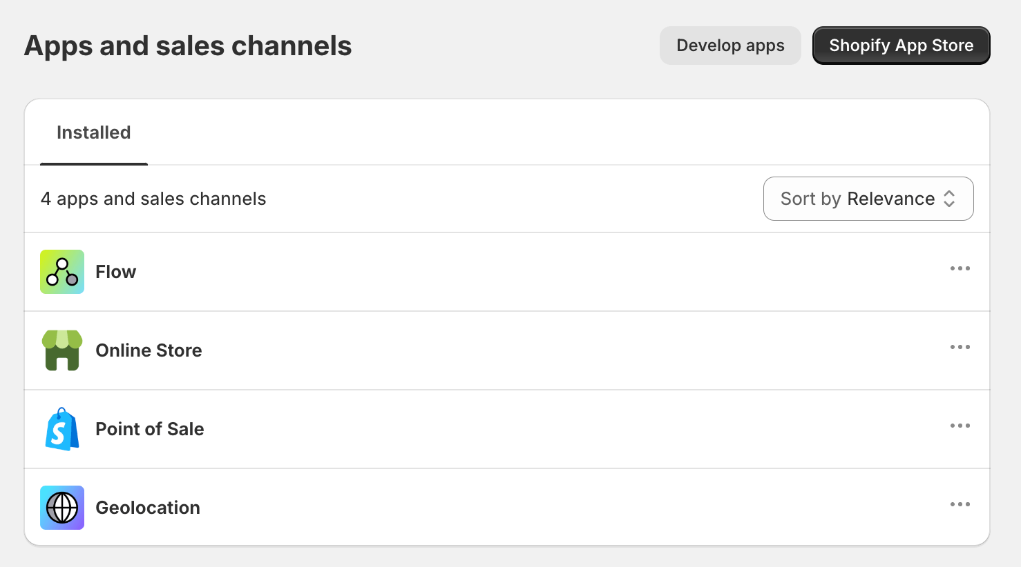 Apps list