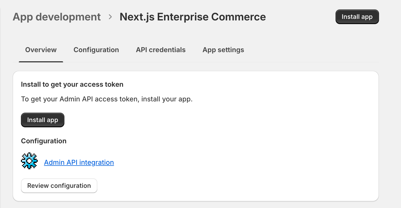 Install app screen
