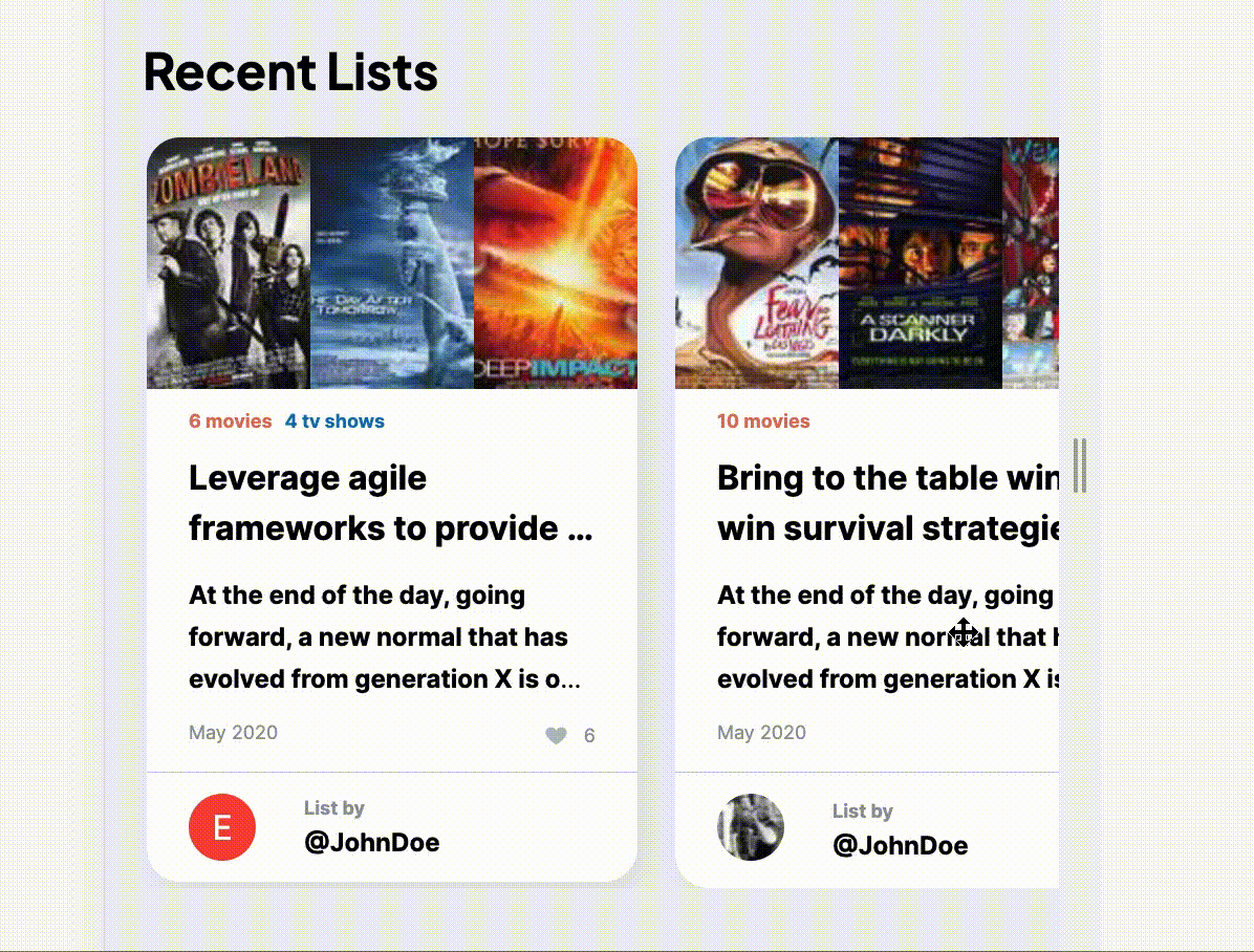 A preview of media scroller component