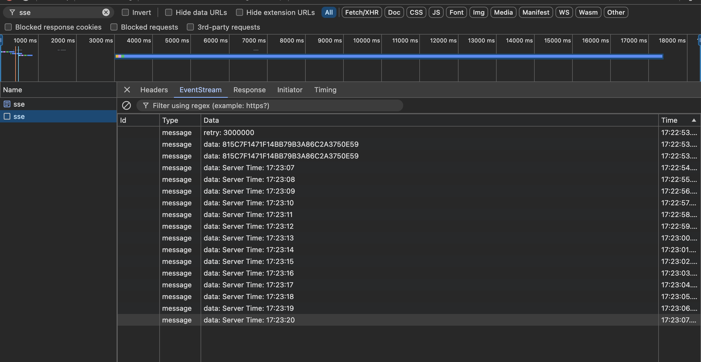 Preview of SSE messages in Chrome DevTools